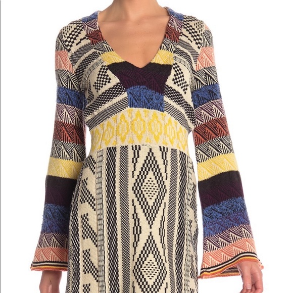 🍂🍁Free People Patchwork Sweater Dress - NWOT - Picture 1 of 4